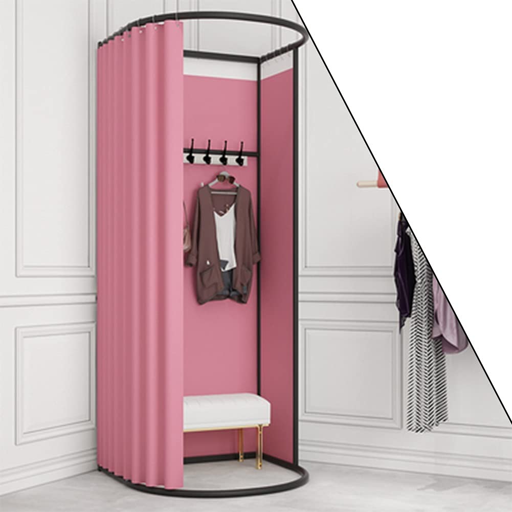 SIAMZYWV Clothing Store Fitting Room Privacy Screen Simple Mobile Dressing Room Floor-Standing Changing Room Mobile Locker Room for The Mall, Office Privacy Partition Curtain Kit Stable Fra