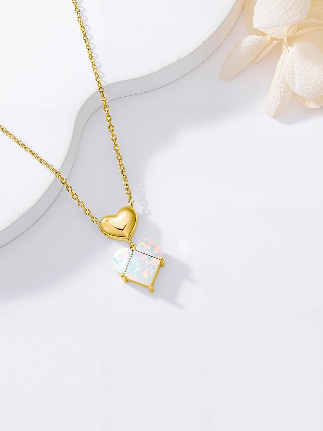 Birthday Gifts for Women,18k White/Yellow Gold - Plated Dainty Small Heart - Shaped Birthstone Pendant Necklace Valentine Mothers Day Birthday Gifts for Women Her - Image 4
