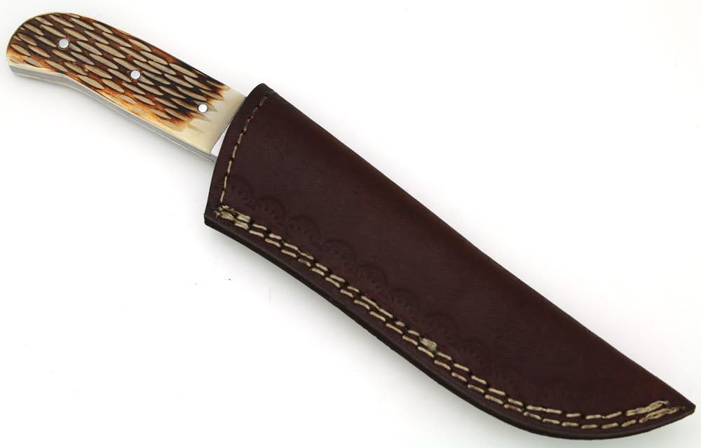 Wild Turkey Handmade Damascus Collection Full Tang Burned Bone Handle Full Tang Fixed Blade Knife Hunting Camping Fishing Outdoors (3)