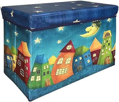 MISHMASH Large Storage Box With Lid  Children/Toddler/Baby Toy Storage Chest  Collapsible Toy Trunk  Multipurpose Storage Unit in 7 Cute Styles (Bedtime Dreams)