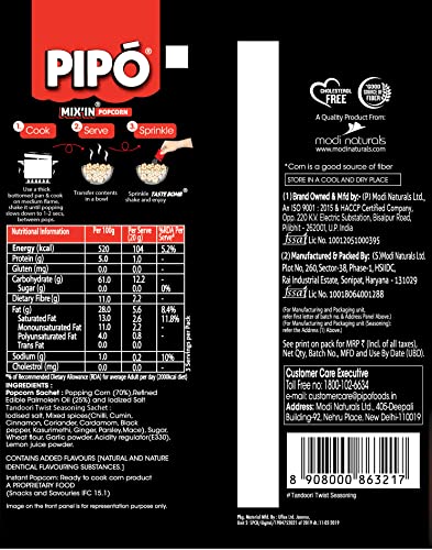 Image of PIPO Mix'in Instant Popcorn with Taste Bomb, Desi Cocktail Pouch, 60 g