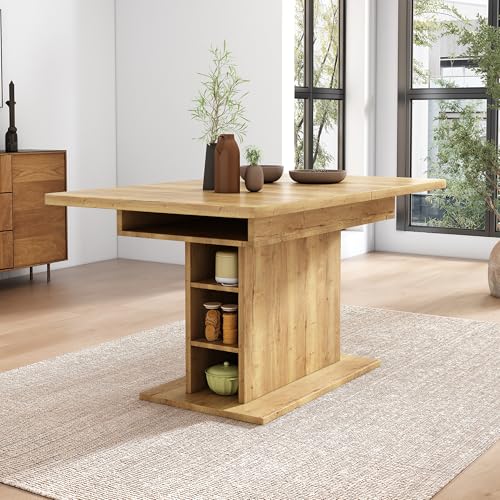 AIWMQYYF Tavolo da pranzo allungabile, tavolo da cucina allungabile con vano portaoggetti, moderno tavolo da pranzo in ferro, tavolo da cucina rettangolare per soggiorno e sala da pranzo (L130 x 70 x