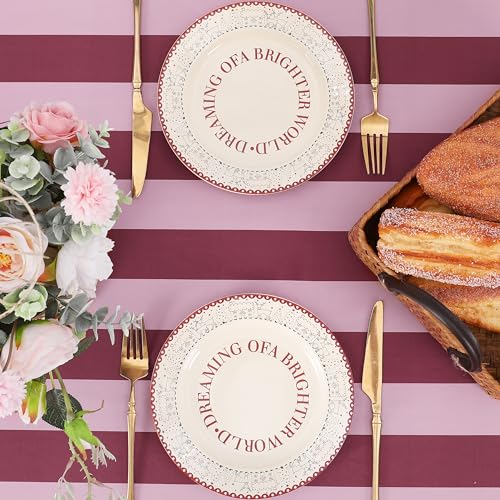 SoarDream Red Pink Striped Christmas Tablecloth - 57×84 Inch Romantic Waterproof Polyester Table Cover for Valentine's Day Bridal Shower Party Anniversary Table Decor by SoarDream - Used condition - Image 7
