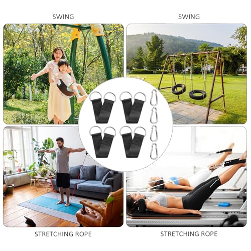 FDGGT 4 Stück Schaukelgurte, Mit 4 Stück Karabiner, Schaukelmontagezubehör, Hängemattenzubehör, Hängemattenaufhängungsvorrichtungen, Hängemattenbefestigungszubehör