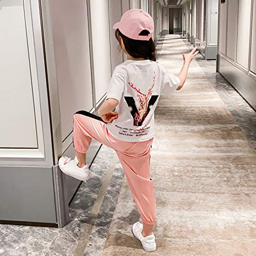 Conjunto de camisetas esportivas com estampa floral e estampa floral para meninas, Branco, 11-12 ano