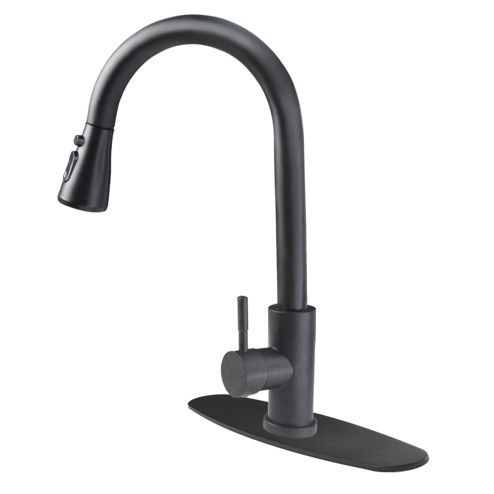 Matte Black Kitchen Faucet with Pull Down Sprayer, High Arc Single Handle Kitchen Sink Faucet with Pull Out Sprayer, RV Kitchen Faucet Stainless Steel Kitchen Faucets for Bar, Laundry, RV
