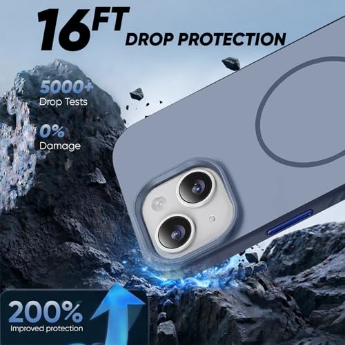 Image of KARWAN Slim Shockproof Back Case Cover Compatible with iPhone 14,Dual Layer Armor Protection with Matt Finish, Heavy Duty Cover with Magnetic MagEase Wireless Charging (Blue)