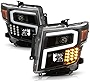 ACANII - For 2016-2019 Nissan Titan XD Black Housing LED Tube|Signal Projector Headights Headlamps Assembly Left+Right