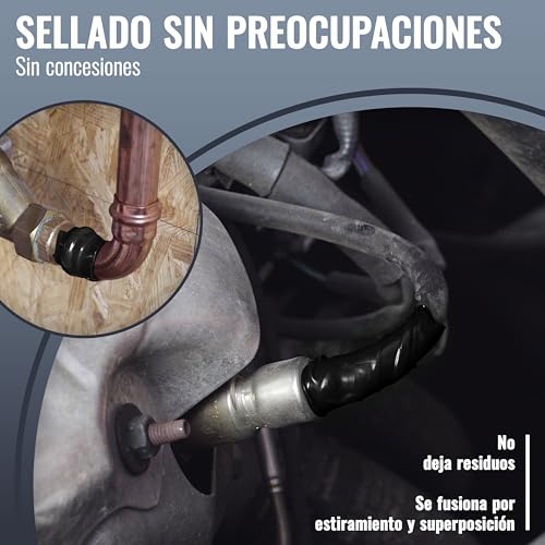 Miniatura 4 de Poppstar Cinta De Silicona Autosellante, 3m X 25mm, Cinta Aislante Y De Sellado Agua, Aire , Negro, 1 Rollo