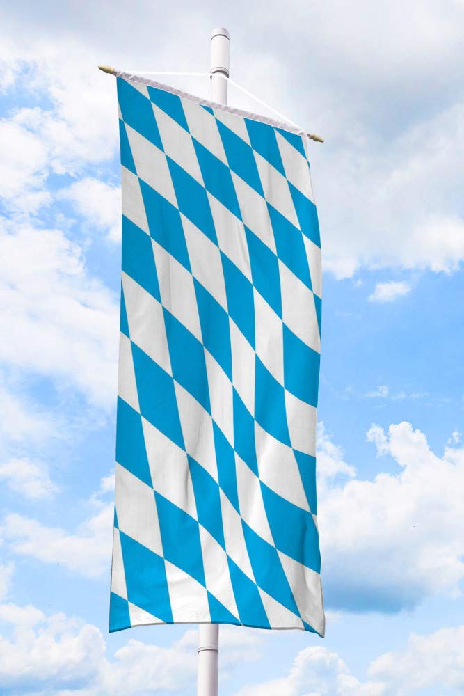 Deitert Bundesland-Flagge Bayern – 150x400cm Bayern-Flagge (Raute), Bannerfahne aus reißfestem Polyester, Bayern-Fahne mit Doppelsicherheitsnaht gesäumt
