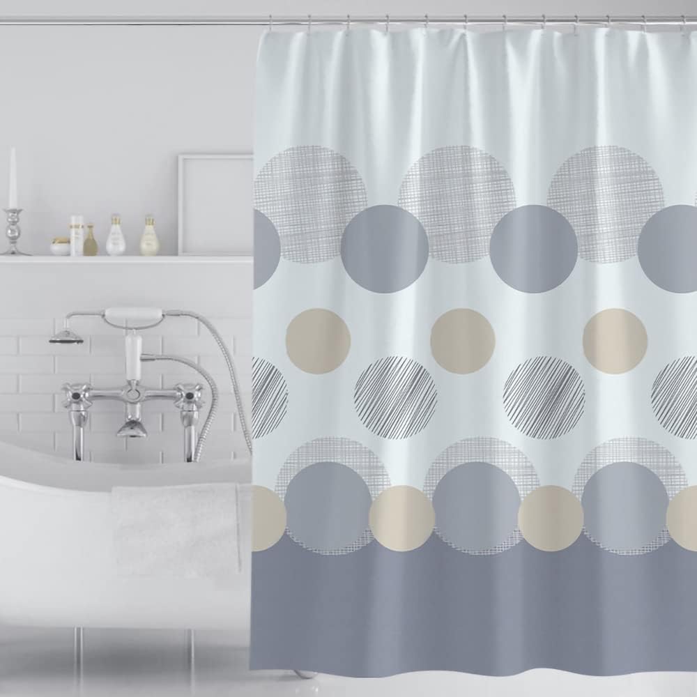 GONOVE Shower Curtain 280 x 200cm Mildew Resistant Waterproof Polyester Fabric Circle Bathroom Shower Curtain Liner Washable Bath Curtain with Hooks