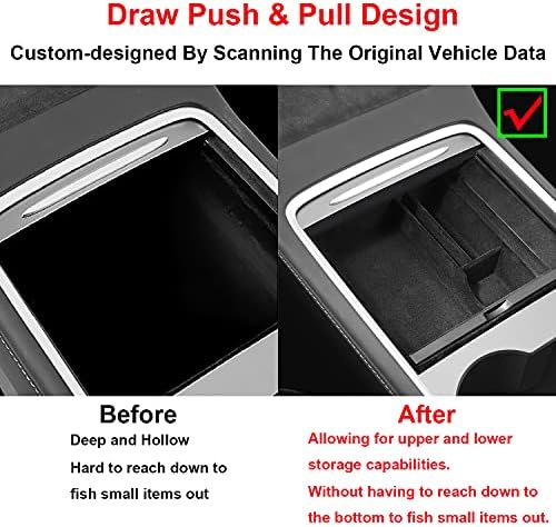 Ganluuree < Not Fit For 2025 NEW Model Y Launch Juniper And 2024 2025 Model 3 Highland > 4PCS Center Console Organizer Tray Cup Holder For 2021-2025 Tesla Model Y, 2021-2023 Tesla Model 3 Accessories
