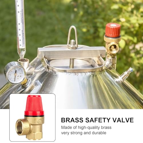 TICFOX Sicherheitsventil G1/2, Messing Überdruckventil, 3 Bar DN15 Gewindefeder-Hängendes Ofensicherheitsventil Entlüftungsventil für Trinkwasser, Öl, Gas