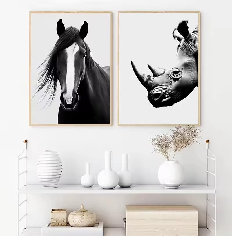 Affiche d'animal noir et blanc pour salon moderne et décoration murale chic