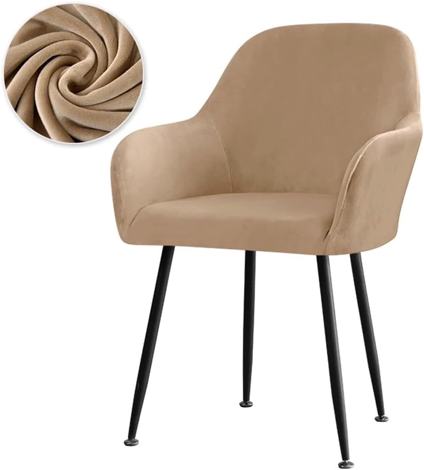 2pcs Soft Velvet Dining Chair Cover Stretch High Armchair Covers Elastic Anti-Slip Chair Slipcover for Office Hotel Wedding