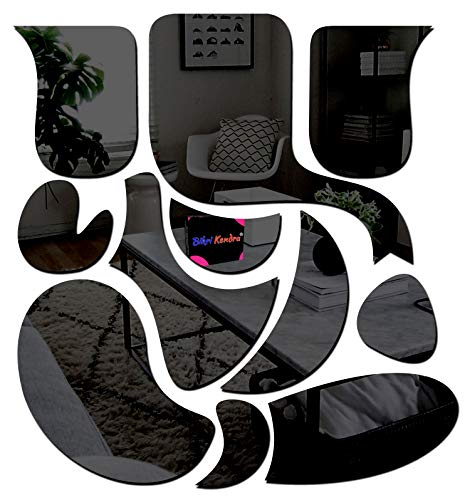 Image of Bikri Kendra - Ganesha Black 3D Acrylic Decorative Mirror Wall Sticker Mirror Stickers for Wall Wall Decor Sticker Wall Mirror Stickers Acrylic Stickers Wall Stickers for Hall Room Bed Room Kitchen