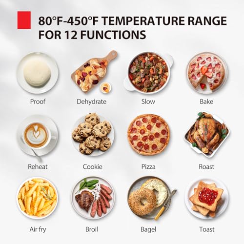 Image of TOSHIBA ChefFry Air Fryer Toaster Oven Combo, 12-in-1 Convection Countertop Oven, 34QT / 32L Large Capacity, 1750W, Master Pizza Modes Design with Exclusive Dual-Temp Tech