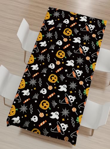 Image of 2 Pack Halloween Plastic Table cloths Christmas Plastic Table Covers Disposable Table Cloths for Christmas Party BBQ Picnic TableCovers Oil-Proof TableCloth Ghost Pumpkin Table Covers 54 x 108 in