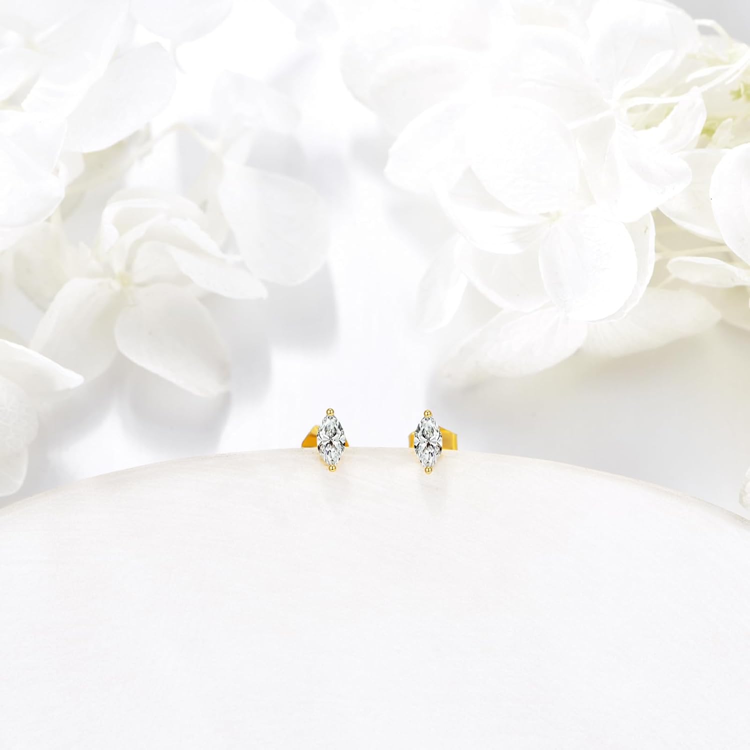 KECHO 14K Gold Marquise Earrings Real Gold Marquise Jewelry Birthday Gifts for Women Wife Mom