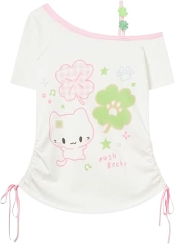 Kawaii Cutecore Harajuku Teen Girls Y2k 2000s Preppy Clothes Whimsy Cute Short Sleeve Shirts Fairy Grunge Tops
