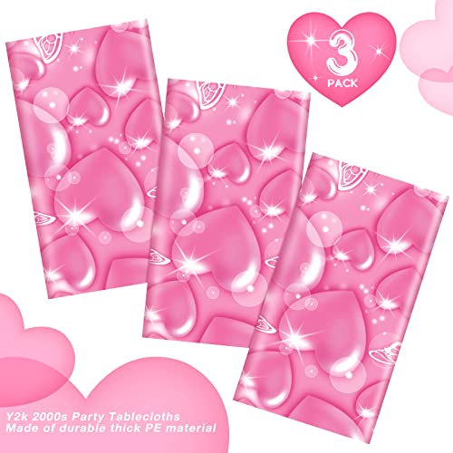 3 Pack 2000S Tablecloth Decorations Pink Cholo Party Table Covers Y2K 90S Plastic Heart Butterfly Disposable Rectangle Tablecloth For Girls Valentine Birthday Wedding Party Supplies 54 X 108 Inch #TOP29