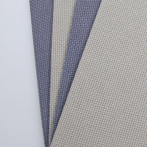 Image of KCS 4 /6 pc of 12 inch x 18 inch(30cmx45cm) 18CT Counted Cotton Aida Cloth Cross Stitch Fabric (4 pc, Pearl Grey+Light Steel Grey)
