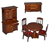 Maßstab circa 1:12 - der große Schrank ist circa 15,5 cm hoch; 9,3 cm breit und 4 cm tief - der Tisch ist circa 7 cm hoch und hat einen Durchmesser von 9 cm