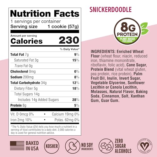 Lenny & Larry's The Complete Cookie, Snickerdoodle, Soft Baked, 8g Plant Protein, Vegan, Non-GMO, 2 Ounce (Pack of 12)