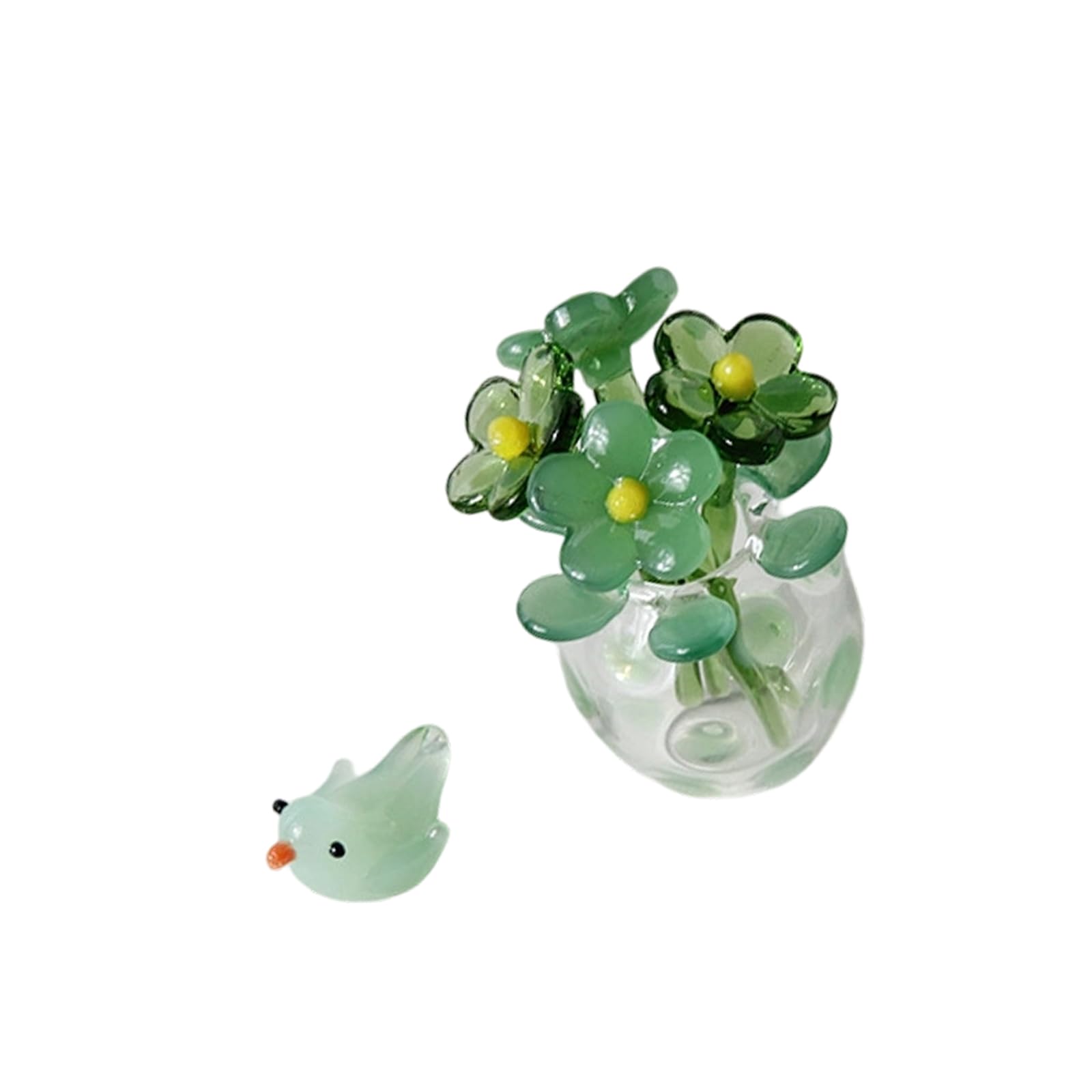 OOLA.DETAL Crystal Bird Forget I Not Flower Figurines,Glass Bouquet Flower Collectibles Table Decoration Centerpieces
