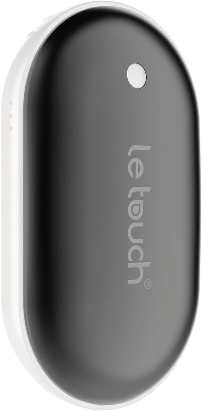 Hand Warmers Mini Portable Rechargeable Double-Sided Pocket Electric Heater /Power Bank USB Charger with 5200mAh External Battery for iPhone& Android Phone Best Gift (Black)