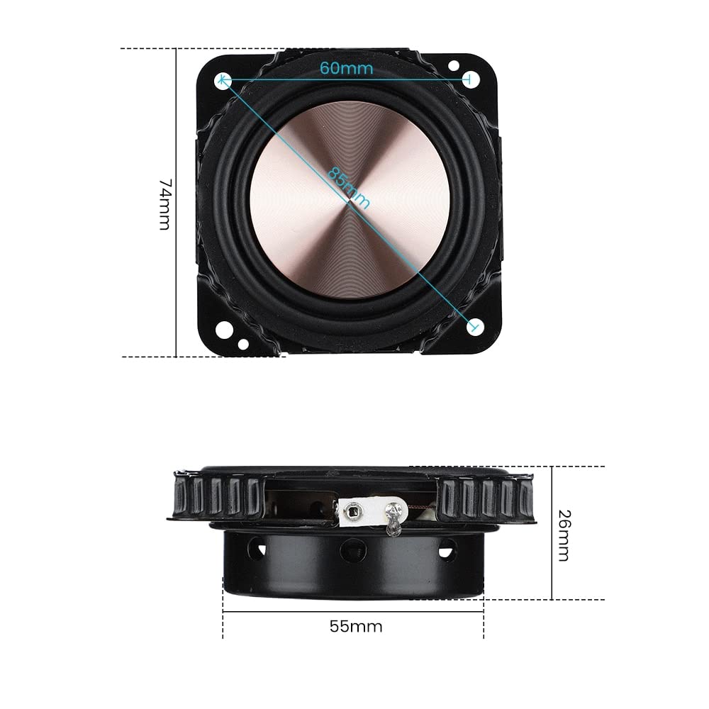 2Pcs 2.75 Inch Woofer Speakers 8 Ohm 20W Bass Speaker Brushed
