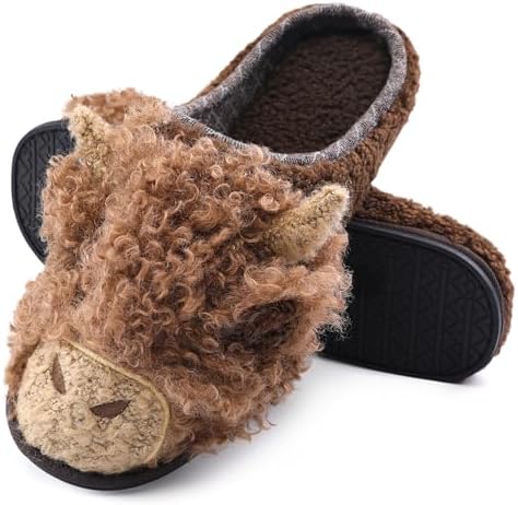 NHU Mens Cozy Memory Foam Scuff Slippers Slip-On Warm House Slipper Shoes with Non-Slip Rubber Sole for Indoor/Outdoor Comfort