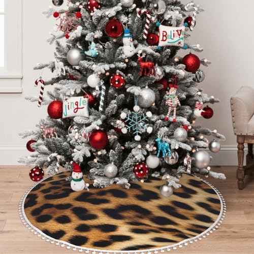 Jupe de sapin de Noël en peluche douce 121 cm imprimé léopard - 7