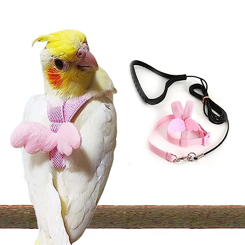 Lopsity Parrot Harness ���߉\ �o�[�h�n�[�l�X �t���C���O���[�v�X�g���b�v �A�E�g�h�A �g���[�j���O �������[�v �����ȃI�E���p ���ݕt���h�~ �� �i�C�������[�v ���킢���� (�s���N)