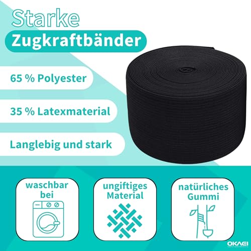 Gummiband 5m – 50mm Breite in Weiß oder Schwarz