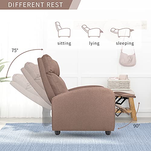 Flamaker Fabric Recliner Chair Massage Recliner Sofa Chair Adjustable Reclining Chairs Home Theater Single Modern Living Room Recliners With Thick Seat Cushion And Backrest (Brown) #TOP3