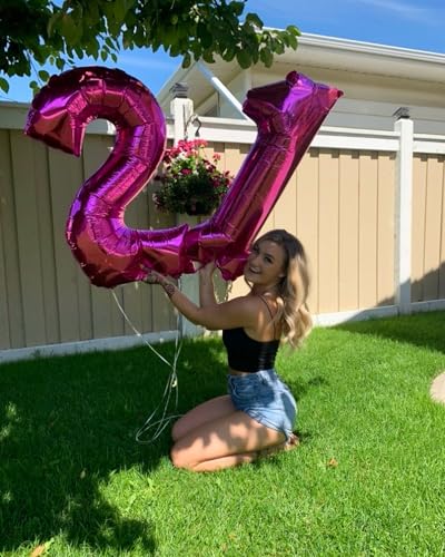 Image of Hot Pink Number 2 Balloon 40 Inch, 2nd Birthday Decoration, Sparkling 2 Number Balloon Party Decor
