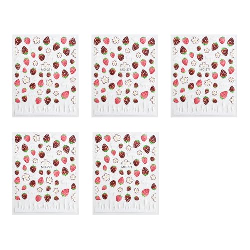 5PCSテーマの爪果実パターン付きデカール迅速な適用爪のパーティーパーティーパターンネイルステッカー用のネイルステッカー
