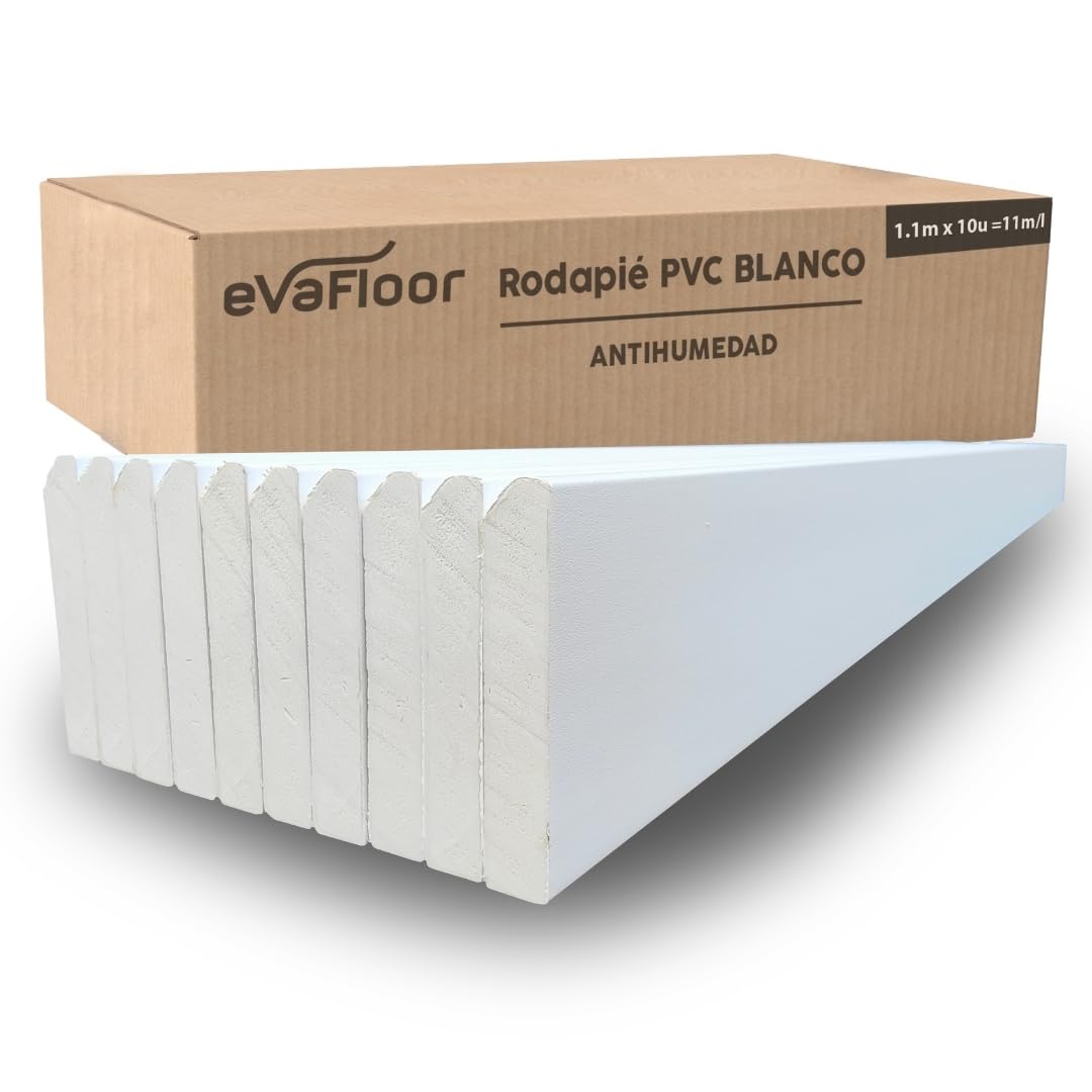 Pack 10 Rodapie PVC 110cm | Cubre Zocalo Blanco Antihumedad | Rodapies PVC Resistente & Fácil de Instalar
