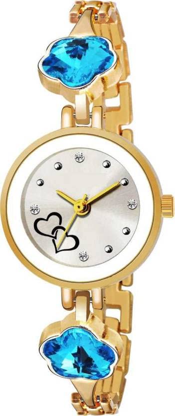 BIZOLO Golden Sky Blue Crystal Diamond Analogue Watch for Women and Girls (B0BNTGNR77) Amazon Price History, Amazon Price Tracker