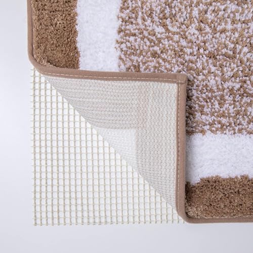 Image of GAVI Home Decor Bath Mat for Bathroom, Anti-Slip Bath mat & Door Mat for Bathroom, Bedroom, Kitchen (60 x 40 CM) (Beige Mat White Border)