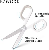 Vista 2 de Tijeras multiusos, asas de agarre cómodo, tijeras afiladas para oficina, hogar, escuela, manualidades, suministros de tela de costura