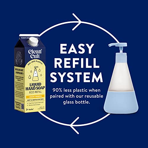Cleancult Liquid Hand Soap Refills (32Oz, 3 Pack) - Hand Soap That Nourishes & Moisturizes - Liquid Soap Free Of Harsh Chemicals - Paper Based Eco Refill, Uses 90% Less Plastic - Lemon Verbena #TOP5