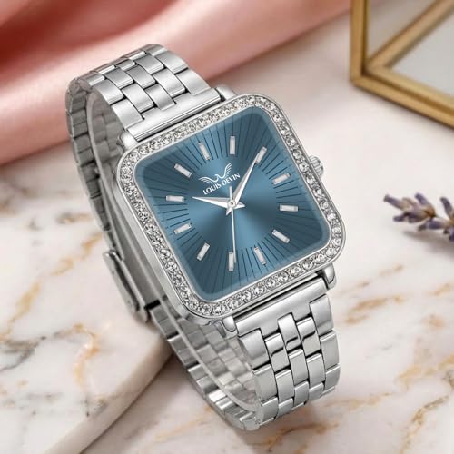 Image of LOUIS DEVIN Stainless Steel Chain Analog Wrist Watch for Women (Silver /Pink /Blue /Green Dial) | LD-WTS503-CH