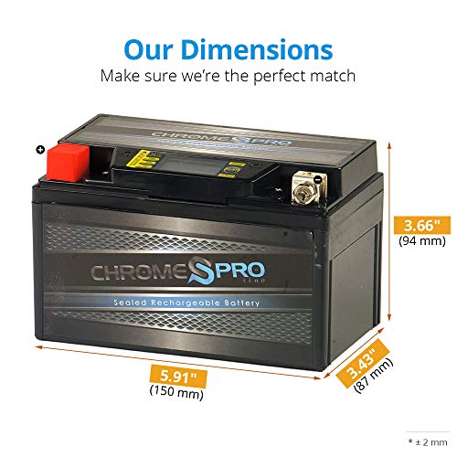 Chrome Pro Ytx7A-Bs Igel Maintenance Free Replacement Battery With Digital Display For Atv, Motorcycle, And Scooter: 12 Volts, .7 Amps, 6Ah, Nut And Bolt (T3) Terminal #TOP1