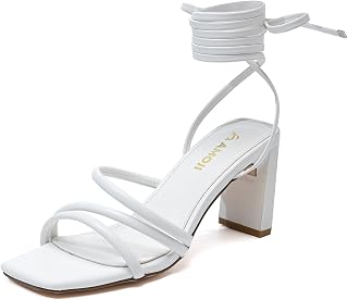 Amoji Women 3 Inch Strappy Heels Lady Heeled Sandal Shoes 331
