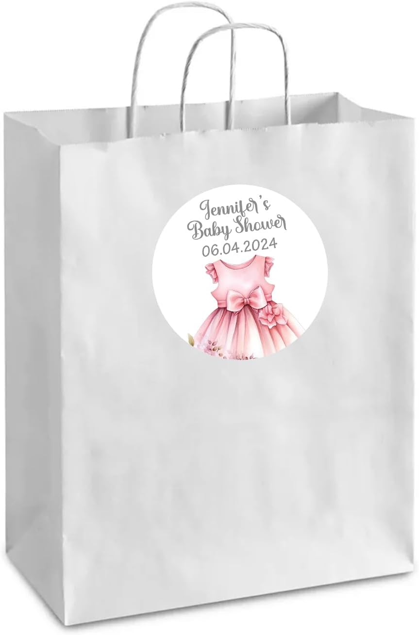 Baby Shower Thank You Stickers 1.5 inch Round, Pack of 60 Pink Dress Labels for Favor Bags and Boxes - BB35 - Image 4
