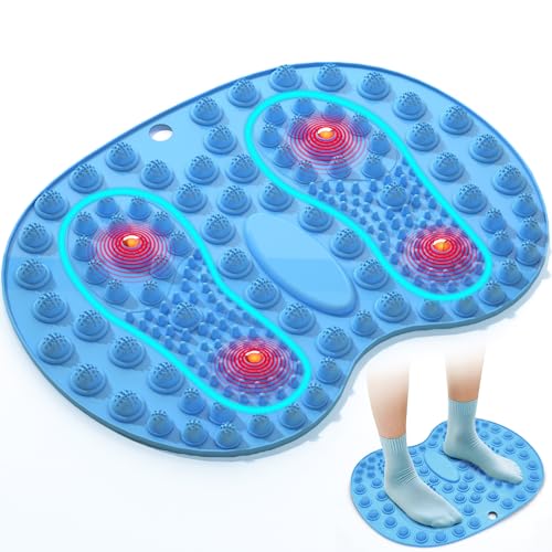 GEENOA Foot Massage Mat, Big Foot Reflexology Mat with Magnetic Therapy, Foot-Shaped Acupressure Mat for Feet Relaxation, Under Desk Mat Pressure Point Mat for Pain, Fatigue and Stress Relief(Blue)