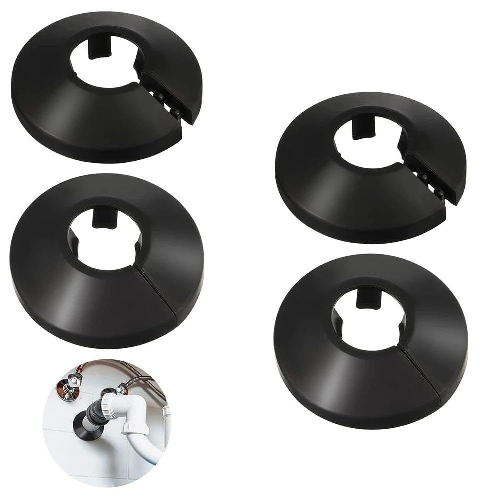 10 Pcs 35mm Plastic Radiator Pipe Covers Black Pipe Collars Split Plastic Lightweight Escutcheon Cover Plate for Wall Pipe Tube Decoration