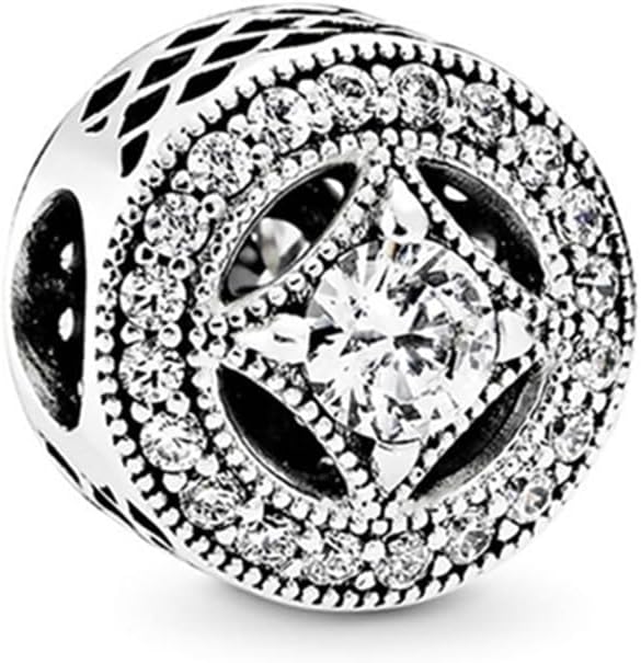 10 Pack Silver Spacer Beads Charms fit Bracelet DIY Bracelet CZ Pendant Set - Image 7